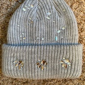 H&M grey rhinestone sweater beanie